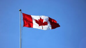 Canadian flag on a pole