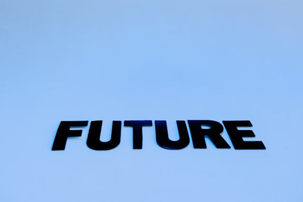 Word FUTURE written in black letters on a blue background